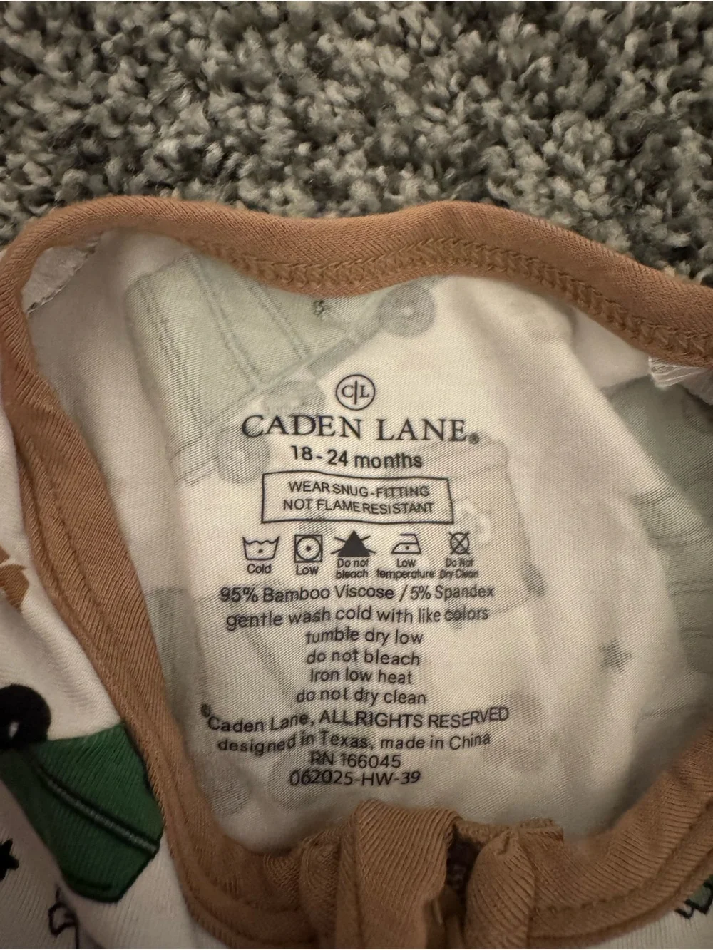 Caden Lane Footie Pajamas with Green Trucks and Brown Trim